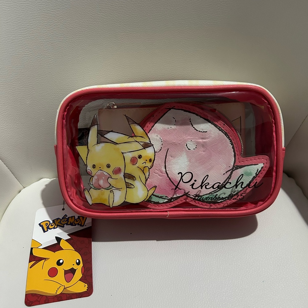 Pokemon Pikachu Cosmetic Bag - peach and Pink